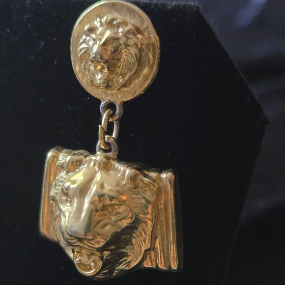 Vintage Lion Head Door-knocker Earrings - Picture 3 of 3